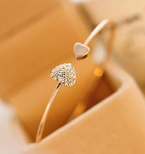Load image into Gallery viewer, 2019 Hot New Fashion Adjustable Crystal Double Heart Bow Bilezik Cuff Opening Bracelet For Women Jewelry Gift Mujer Pulseras