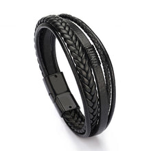 Load image into Gallery viewer, Bracelet Men Multilayer Leather Bangles Magnetic-clasp Cowhide Braided Multi Layer Wrap Trendy Bracelet Armband pulsera hombre
