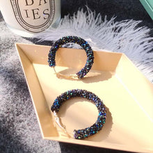 Load image into Gallery viewer, Earrings Charm Pink Blue Black White Multicolor Matte Circle Shiny Crystal Big Earrings Fashion Jewelry Women's New Design