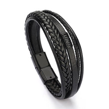 Load image into Gallery viewer, Bracelet Men Multilayer Leather Bangles Magnetic-clasp Cowhide Braided Multi Layer Wrap Trendy Bracelet Armband pulsera hombre