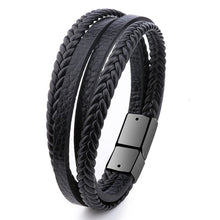 Load image into Gallery viewer, Bracelet Men Multilayer Leather Bangles Magnetic-clasp Cowhide Braided Multi Layer Wrap Trendy Bracelet Armband pulsera hombre