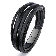 Load image into Gallery viewer, Bracelet Men Multilayer Leather Bangles Magnetic-clasp Cowhide Braided Multi Layer Wrap Trendy Bracelet Armband pulsera hombre