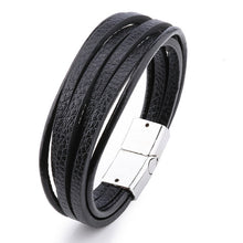 Load image into Gallery viewer, Bracelet Men Multilayer Leather Bangles Magnetic-clasp Cowhide Braided Multi Layer Wrap Trendy Bracelet Armband pulsera hombre