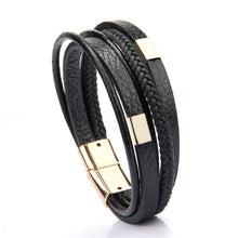 Load image into Gallery viewer, Bracelet Men Multilayer Leather Bangles Magnetic-clasp Cowhide Braided Multi Layer Wrap Trendy Bracelet Armband pulsera hombre