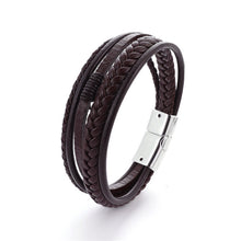 Load image into Gallery viewer, Bracelet Men Multilayer Leather Bangles Magnetic-clasp Cowhide Braided Multi Layer Wrap Trendy Bracelet Armband pulsera hombre