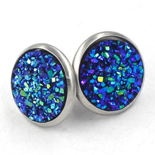Load image into Gallery viewer, Fnixtar 12mm 100% Stainless Steel Shinning Resin Stud Earring for Women Top Quality Fashion Earrings Party Ear Jewelry