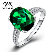 Load image into Gallery viewer, WEGERSTI 925 Sterling Silver Jasper Ring For Women Green Natural Stone Wedding Bands Jewelry Ring For Gift Wholesale