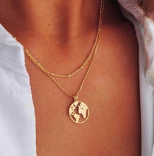 Load image into Gallery viewer, World Map Necklace Globetrotter Gold Map Pendant World Choker Map Crescent Moon Necklaces&amp;Pendants Dainty Pendants For Women