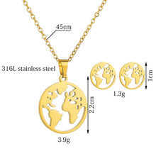 Load image into Gallery viewer, World Map Necklace Globetrotter Gold Map Pendant World Choker Map Crescent Moon Necklaces&amp;Pendants Dainty Pendants For Women