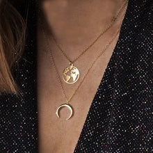 Load image into Gallery viewer, World Map Necklace Globetrotter Gold Map Pendant World Choker Map Crescent Moon Necklaces&amp;Pendants Dainty Pendants For Women