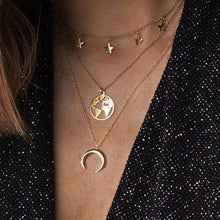 Load image into Gallery viewer, World Map Necklace Globetrotter Gold Map Pendant World Choker Map Crescent Moon Necklaces&amp;Pendants Dainty Pendants For Women