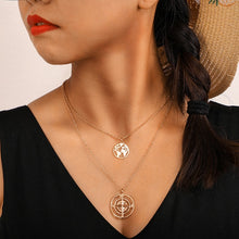 Load image into Gallery viewer, World Map Necklace Globetrotter Gold Map Pendant World Choker Map Crescent Moon Necklaces&amp;Pendants Dainty Pendants For Women