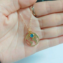 Load image into Gallery viewer, World Map Necklace Globetrotter Gold Map Pendant World Choker Map Crescent Moon Necklaces&amp;Pendants Dainty Pendants For Women