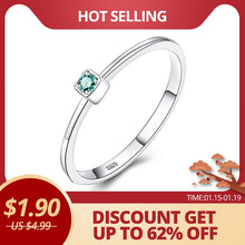 Load image into Gallery viewer, CZCITY Genuine 925 Sterling Silver VVS Green Topaz Wedding Rings for Women Minimalist Thin Circle Gem Rings Jewelry Carving S925