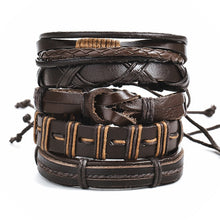 Load image into Gallery viewer, IF ME Vintage Leaf Feather Multilayer Leather Bracelet Men Fashion Braided Handmade Star Rope Wrap Bracelets &amp; Bangles Male Gift