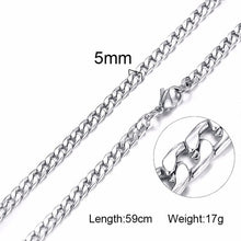 Load image into Gallery viewer, Silver Gold Filled Solid Necklace Curb Chains Link Men Choker Stainless Steel Male Female Accessories Fashion