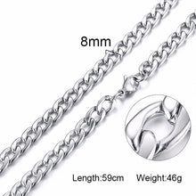 Load image into Gallery viewer, Silver Gold Filled Solid Necklace Curb Chains Link Men Choker Stainless Steel Male Female Accessories Fashion