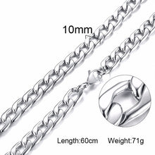 Load image into Gallery viewer, Silver Gold Filled Solid Necklace Curb Chains Link Men Choker Stainless Steel Male Female Accessories Fashion