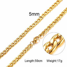 Load image into Gallery viewer, Silver Gold Filled Solid Necklace Curb Chains Link Men Choker Stainless Steel Male Female Accessories Fashion
