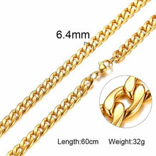 Load image into Gallery viewer, Silver Gold Filled Solid Necklace Curb Chains Link Men Choker Stainless Steel Male Female Accessories Fashion