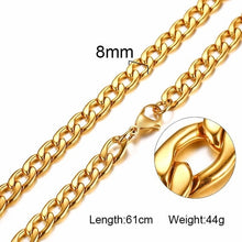 Load image into Gallery viewer, Silver Gold Filled Solid Necklace Curb Chains Link Men Choker Stainless Steel Male Female Accessories Fashion