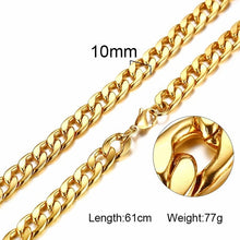 Load image into Gallery viewer, Silver Gold Filled Solid Necklace Curb Chains Link Men Choker Stainless Steel Male Female Accessories Fashion