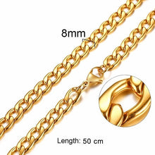 Load image into Gallery viewer, Silver Gold Filled Solid Necklace Curb Chains Link Men Choker Stainless Steel Male Female Accessories Fashion