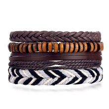 Load image into Gallery viewer, IFMIA Vintage Leather Bracelet Fashion Hand-knitted Multi-layer Leather Feather Leaf Bracelet and Fashion Men's Bracelet Gift